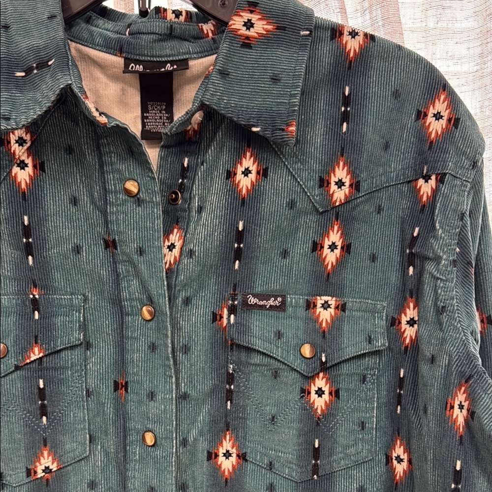Wrangler Teal Patterned Shirt Dress